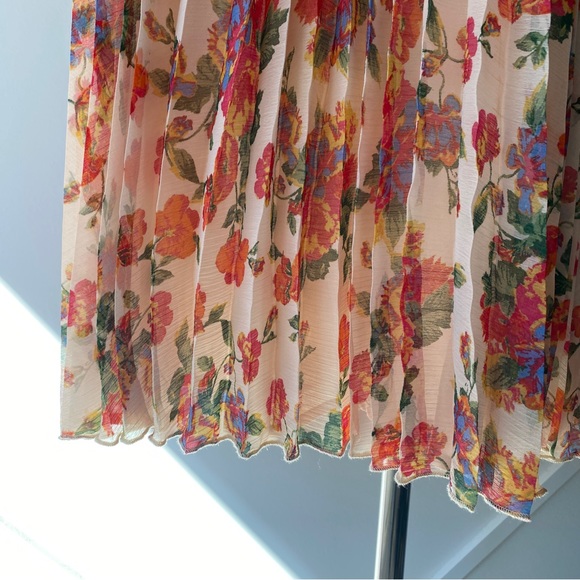 Free People Chiffon Floral Pleated Mini Dress - S - Picture 7 of 11